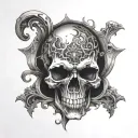 Side Profile Skull surrounded tattoo design idea