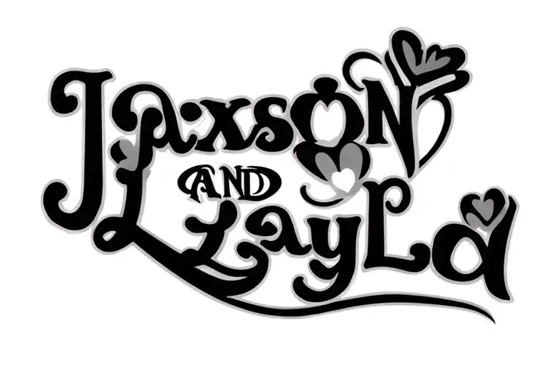 "Jaxson and Layla" kids names tattoo design idea