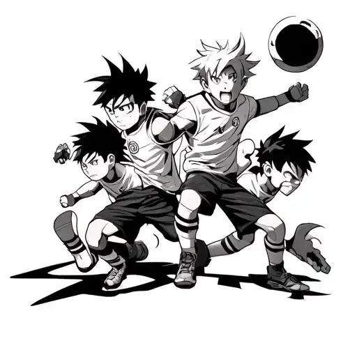 Inazuma eleven con mark Evans arriba y abajo Jude Sharp, Axel Blaze, Shawn frost y Xavier foster  tattoo design idea