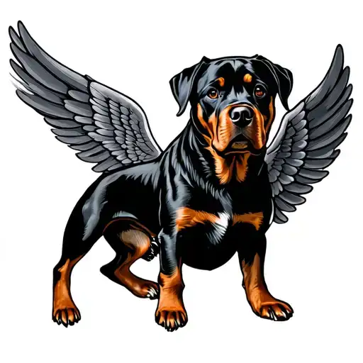 Rottweiler wings tattoo design idea