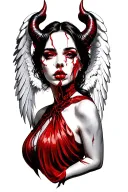 devil horns feminine broken angel tattoo design idea