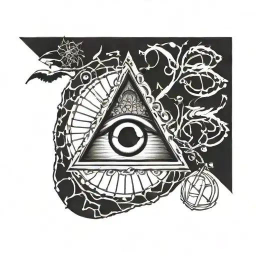 hermetic symbols, all seeing eye, scale balanced tattoo design idea