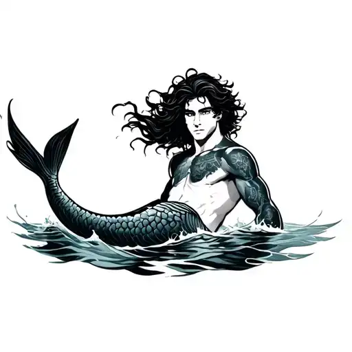 Merman tattoo design idea