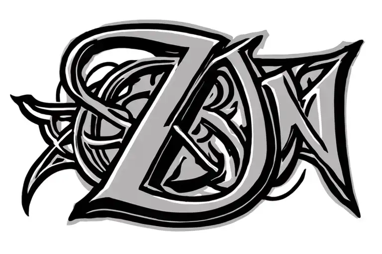z a sons initials intertwined within tattoo design idea
