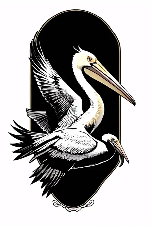 pelican flying tattoo design idea