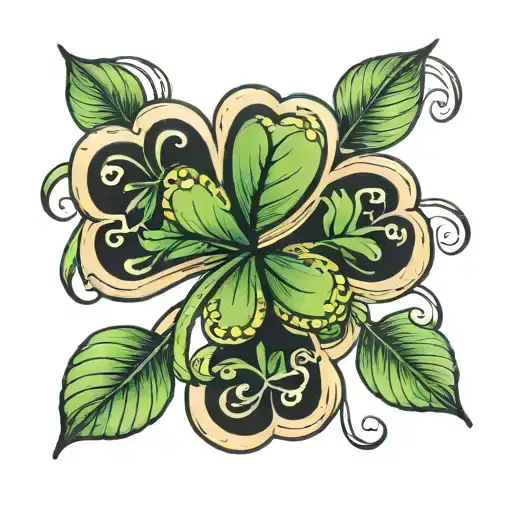 4 leaf clover inside tattoo design idea