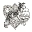 family,travel,love,border Collie, abstrait art tattoo tattoo design idea