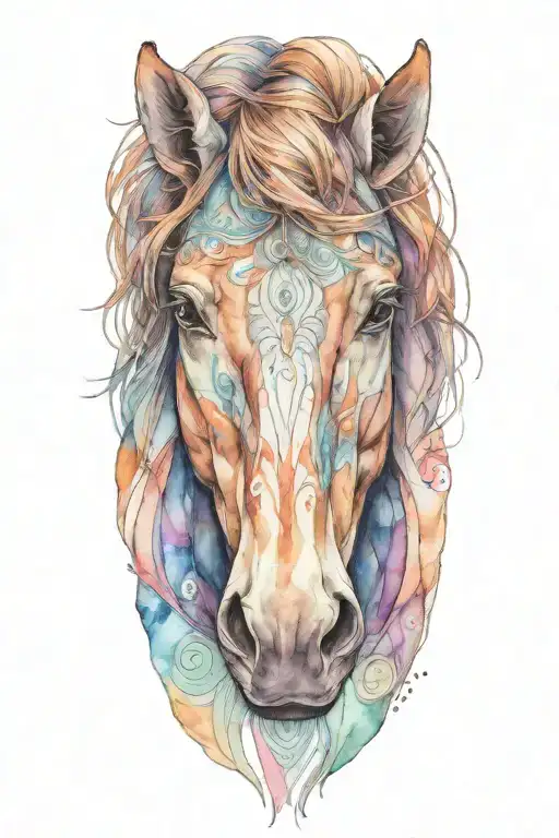 belgian horse head looking forward tattoo design idea