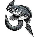 fish hook weight lifting tattoo design idea