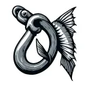 fish hook weight lifting tattoo design idea