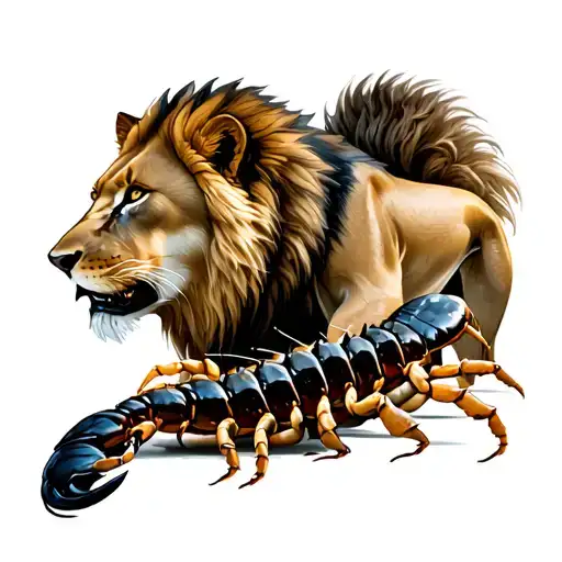 lion, lone wolf, egal,and scorpion crawling tattoo design idea