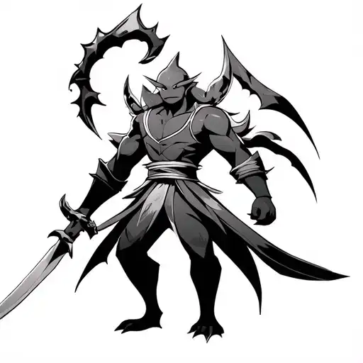 Kingambit, the big blade Pokémon. Kingambit is a humanoid Pokémon whose appearance resembles a male samurai.  tattoo design idea