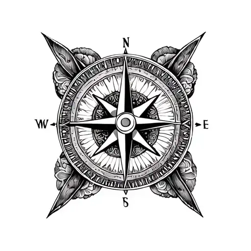 compass rose with mandala around all mandala style tattoo design idea