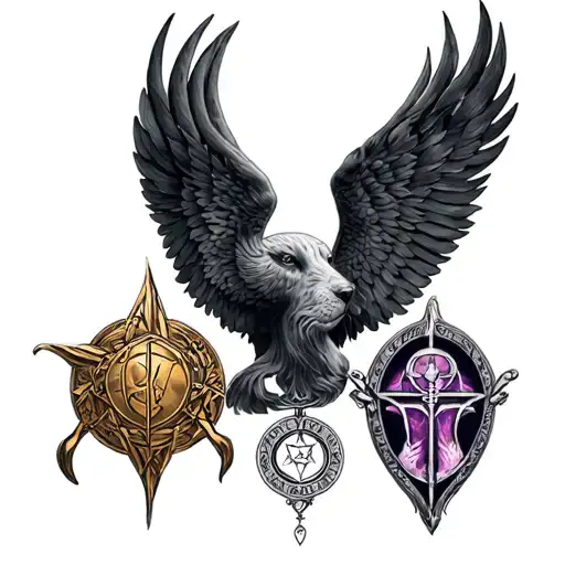 In memory of my daughter Kaylee and incorporating my daughters Cassandra and Ashley with protection symbols tattoo design idea