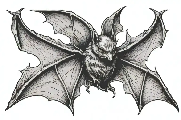 bat with stretched wings tattoo design idea