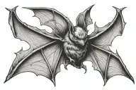 bat with stretched wings tattoo design idea