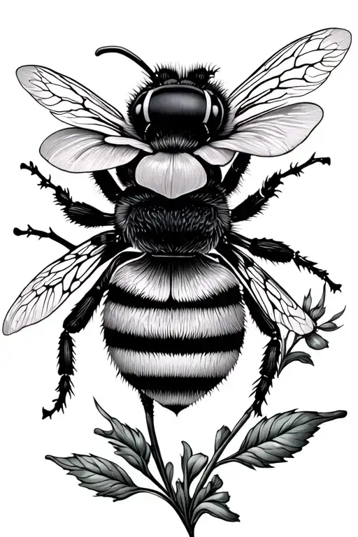 bumble bee, jasimn flower tattoo design idea