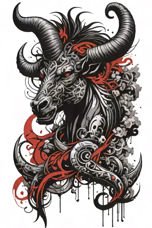 Capricorn zodiac signs tattoo design idea