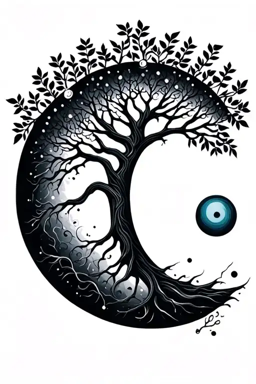 a semicolon and a tree of life tattoo design idea
