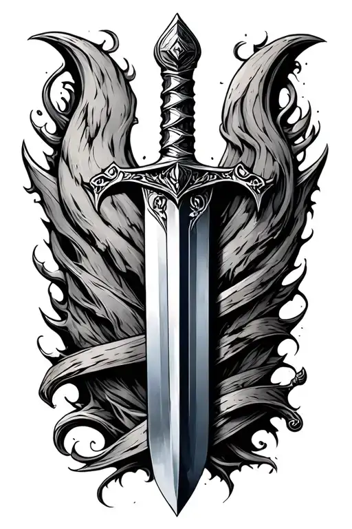 Excalibur sword stuck tattoo design idea
