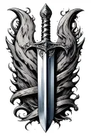 Excalibur sword stuck tattoo design idea