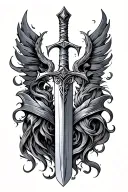 Excalibur sword stuck tattoo design idea