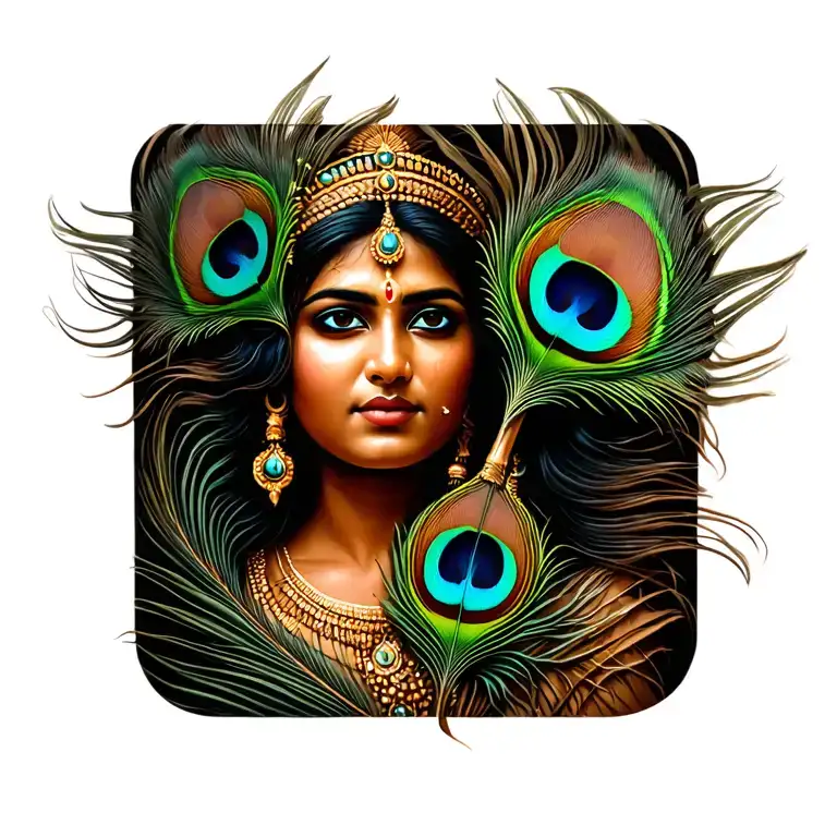 murugan spear and peacock feather intertwined tattoo design idea