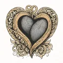 Fingerprints of two people arranged in a heart with birth dates 1968 1979 on the side of the chest tattoo design idea
