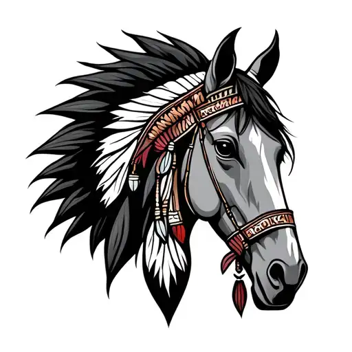 Indian horse head tattoo design idea