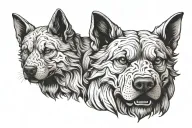 Cerberus three headed dog tattoo design idea
