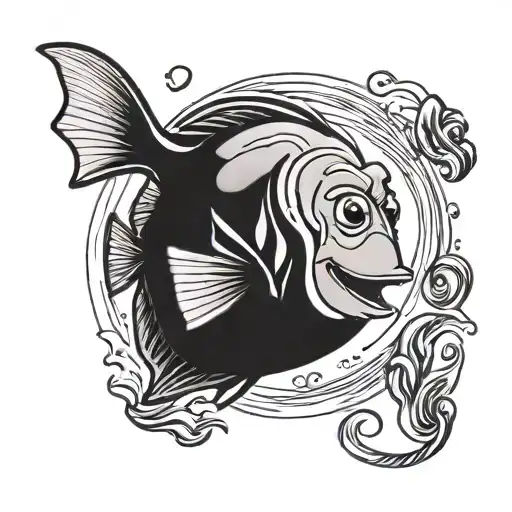 dory saying "just keep swimming" tattoo design idea