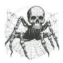 spider making a web between its legs in the shape of a skull tattoo design idea