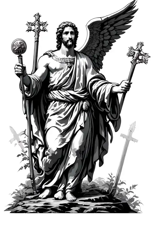 st Christopher patron Saint Michael holding tattoo design idea