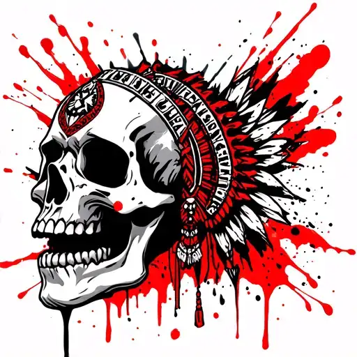 Skull and Aztec of Death Skull with the name Visnegonzalez tattoo design idea