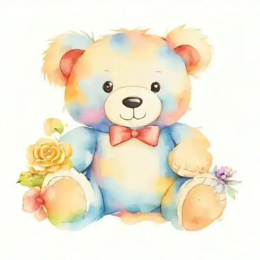blue teddy bear tattoo design idea