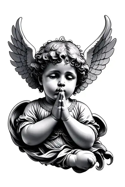 cherub praying tattoo design idea