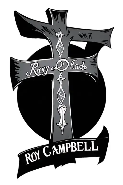 cross with the name roy campbell  tattoo design idea