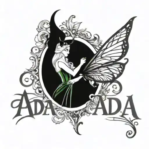 Ada name incorporated with the fairy godmothers from sleeping beauty  tattoo design idea