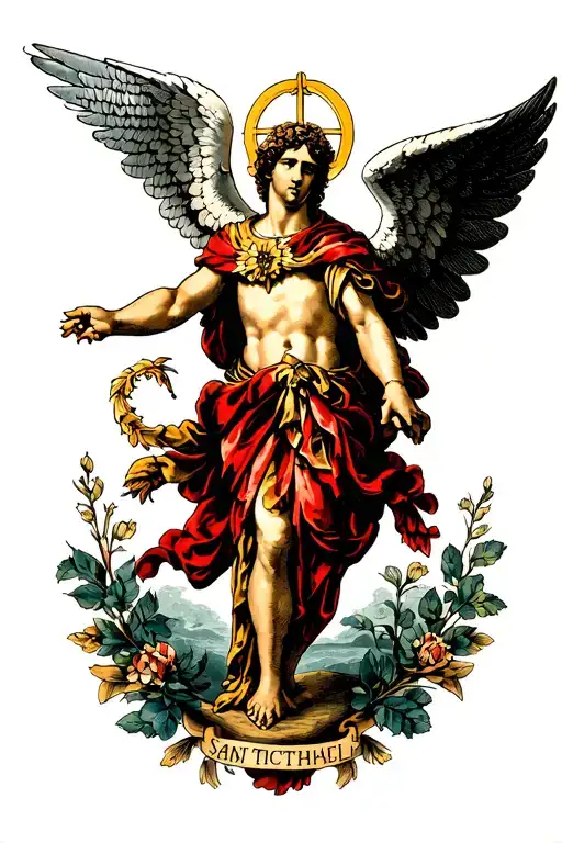Saint Michael archangel tattoo design idea