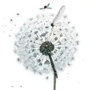 blowing dandelion with dragonfly tattoo design idea