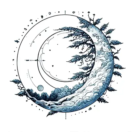 ";, J nblkjn" moonplacée at the top to symbolize intuition, spirituality and cycles of life. tattoo design idea