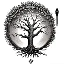 tree of life with the arrow of Sagittarius for the trunk of tree tattoo design idea
