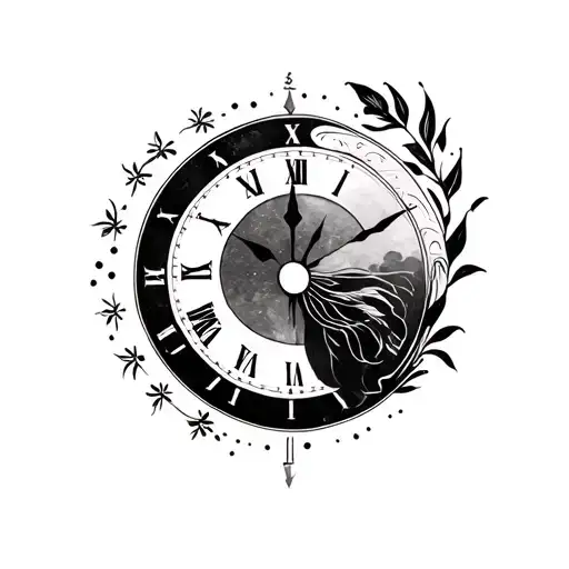 Create minimalist tattoo designs with elements related to time, and add persons in the design too to show their relation tattoo design idea