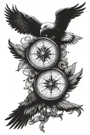 compass with eagle wings tattoo design idea