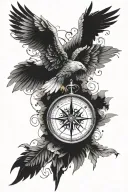 compass with eagle wings tattoo design idea