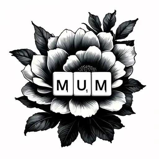 "Mum" scrabble tile letter tattoo design idea