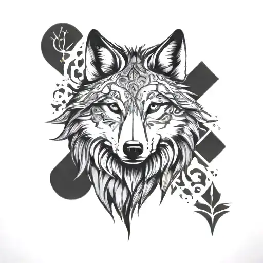 Nordic wolf tattoo design idea