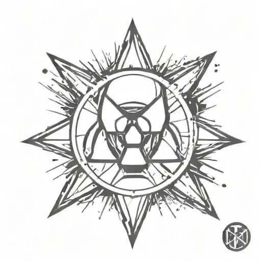 radiation symbol with nukesquad incorporated within the design tattoo design idea