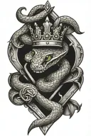 snake wrapping around a diamond with a crown  tattoo design idea