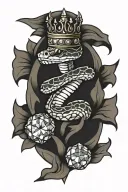 snake wrapping around a diamond with a crown  tattoo design idea
